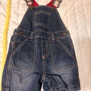Gymboree Denim Overalls with Red Highlights